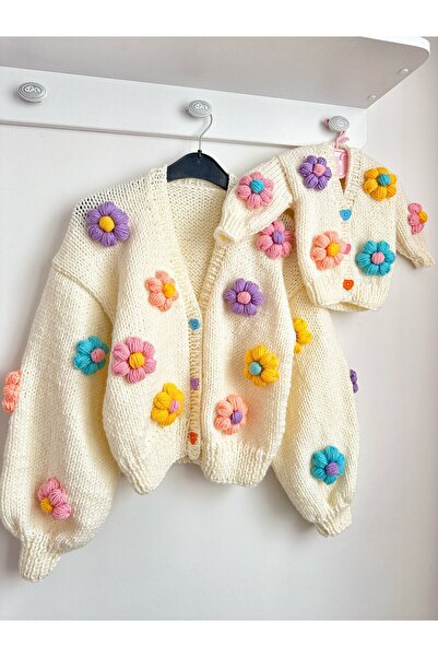 EMAKROME سترة صوفية منسوجة يدويًا للأم والابنة