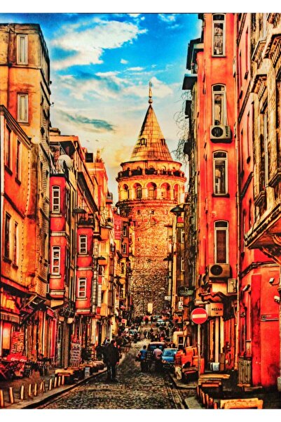 Haki Alışveriş Dünyası Işıklı Tablo Galata Kulesi 65x45 Cm Duvar Dekorasyon