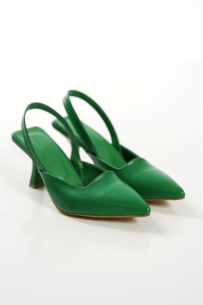 ZİESCE GREEN SKIN WOMEN'S DECOLTE HEELED STILETTO SHOES