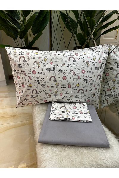 micoton MICOTON 100% COTTON SINGLE PERSON RUBBER-FREE SHEET AND PILLOW CASE SET
