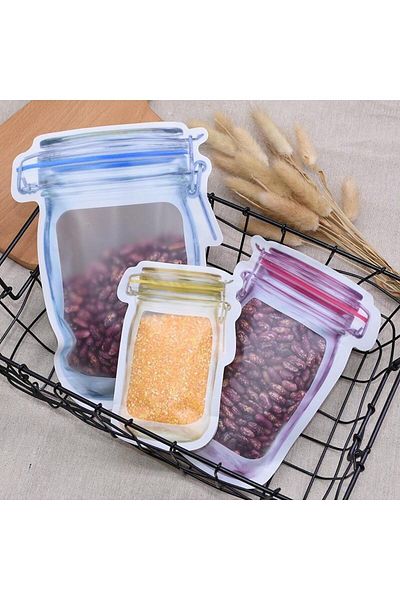 Milena Life Jar Appearance Model Transparent Lockable Refrigerator Storage Bag/150ml-500ml-620ml 6 Pieces