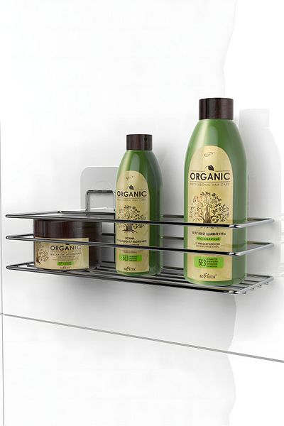 KARTEYA Adhesive Bathroom Organizer Bathroom Accessory Shampoo Holder Shower Cabin Shelf