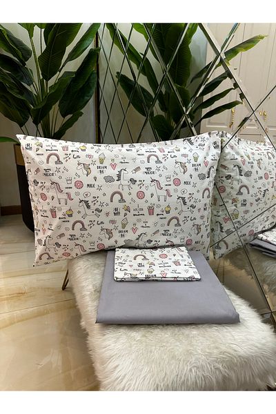 micoton MICOTON 100% COTTON SINGLE PERSON RUBBER-FREE SHEET AND PILLOW CASE SET