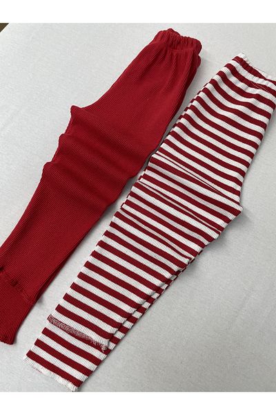 Berat moda Flexible Twill Striped - Red Children's Tights