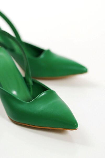 ZİESCE GREEN SKIN WOMEN'S DECOLTE HEELED STILETTO SHOES