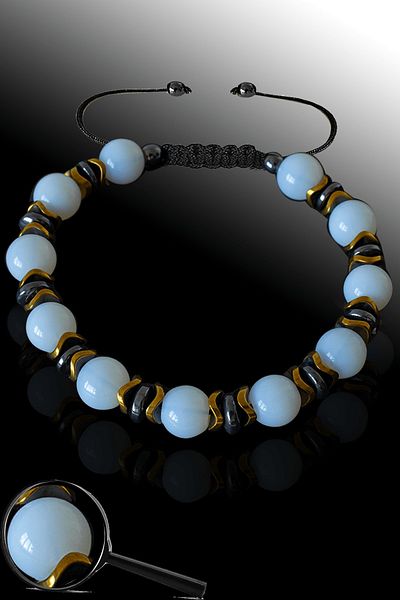 Tesbih Atölyesi Certified Gold Hematite Opal Stone Bracelet - Adjustable
