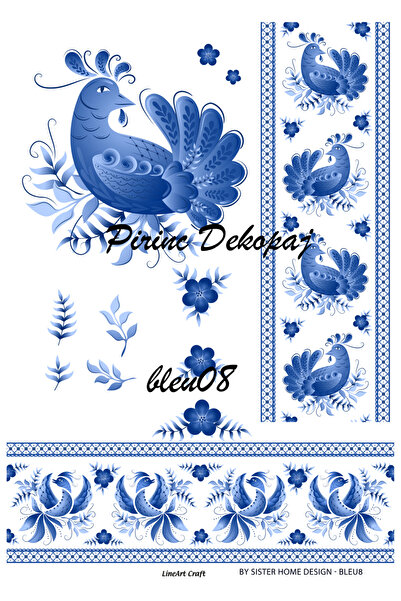 LİNEART أزرق - ورق تزيين الأرز مقاس 29 × 42 سم