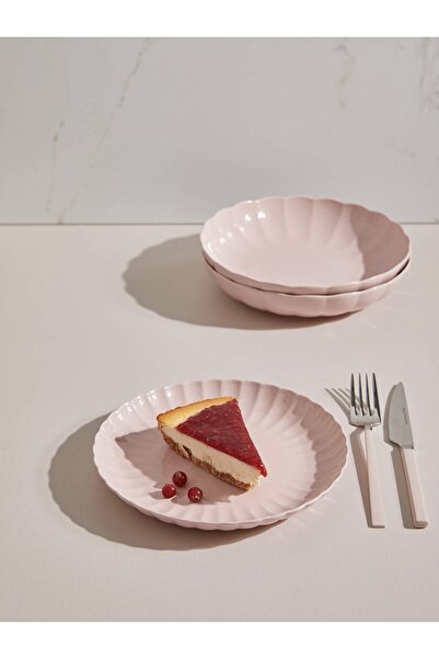 Kütahya Porselen 6’lı Luz Form Yemek Tabağı Pearl Pembe