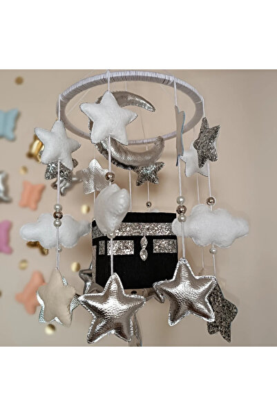 Keçelibebek Kabeli Gümüş Parıltılı Bebek Beşik Süsü Dönence