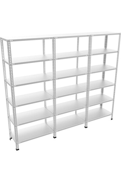 Çelikrafburada ® 31x180x200 6 Katlı 3 Lü Bitişik Çelik Raf Galvaniz Raf Arşiv...