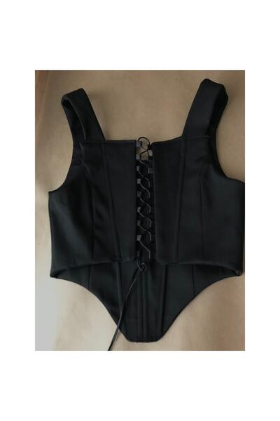 Oment Design Матовий чорний корсет-бюстьє на бретелях