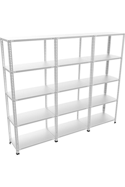 Çelikrafburada ® 43x225x150 5 Katlı 3 Lü Bitişik Çelik Raf Galvaniz Raf Arşiv...