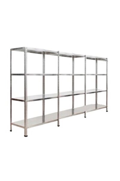 Çelikrafburada ® 31x225x100 4 Katlı 3 Lü Bitişik Çelik Raf Galvaniz Raf Arşiv...