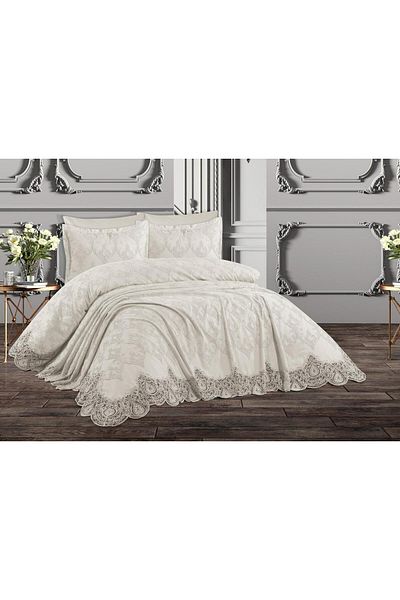 ZESA HOME French Laced Cotton 6 Piece Pique Set Dowry Holder