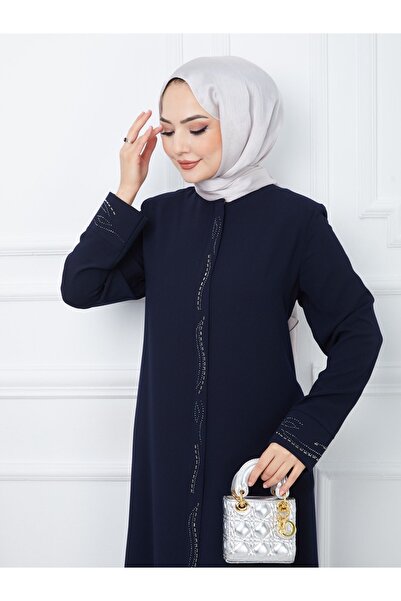 ELBİSHE Women's Stone Detailed Hijab Ferace