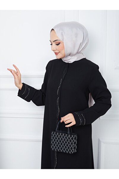 ELBİSHE Women's Stone Detailed Hijab Ferace