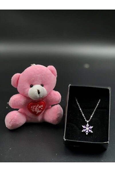 Masalsı Concept Lotus Kamelya Çiçeği Kolye Ve sevimli ayıcık anahtarlık Sevgi...