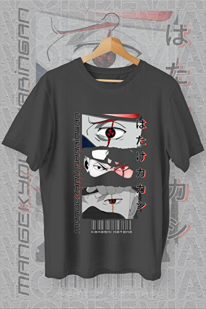 Vordevia Naruto - Kakashi Hatake Štampano Oversize kroj Crna T-shirt