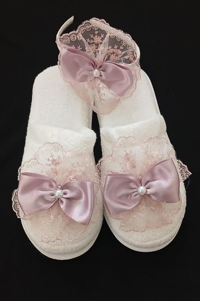 UygunBulduk Maternity Slippers and Crown Set, Maternity Set Pink Color