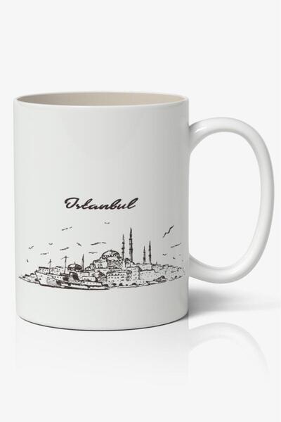 Nostaljik Lezzetler كوب قهوة مطبوع عليه صورة ظلية اسطنبول