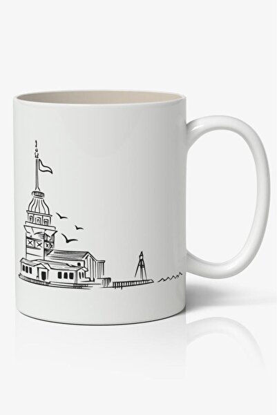 Nostaljik Lezzetler كوب قهوة مطبوع عليه برج بناتي اسطنبول