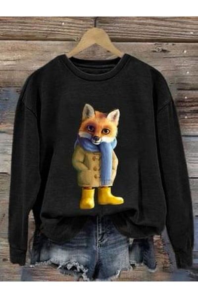Massgai Hanorac oversize cu imprimeu Vulpe unisex - Hanorac