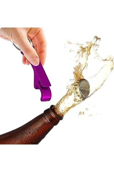 Sensoria Metal Keychain Shaped Bottle Multi-Purpose Lid Box Opener Purple Color