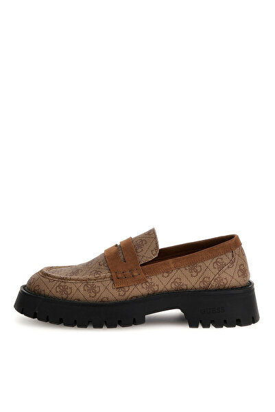 Guess Kahve - Bej Erkek Loafer MOCASSIN 4G