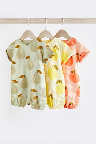 Next Baby 100% Cotton Fruit Patterned 3 Piece Romper Set