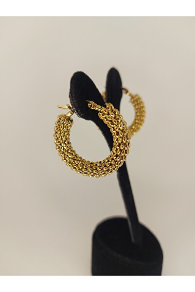 Romea أقراط من الفولاذ المقاوم للتشويه بحلقة كبيرة من القش باللون الذهبي