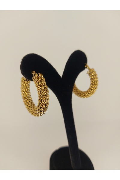 Romea أقراط من الفولاذ المقاوم للتشويه بحلقة كبيرة من القش باللون الذهبي