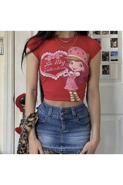 Gofeel Harajuku Strawberry Girl - Red Crop Top