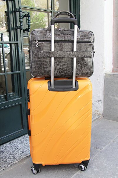 HNB حقيبة لابتوب تمساح باللون الرمادي مقاس 15 و15.6 بوصة للجنسين