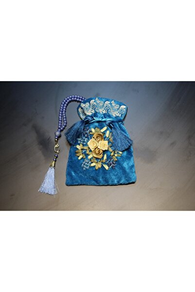 HUZUR ÇEYİZ حقيبة مخملية وصلاة لؤلؤية مزينة بشراشيب