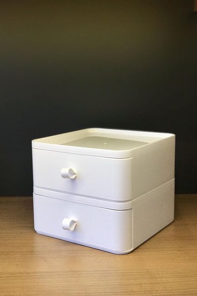 Bayev Συρτάρι 2 επιπέδων Desktop Organizer Μακιγιάζ Κοσμήματα Αξεσουάρ Organizer Κουτί αποθήκευσης Λευκό