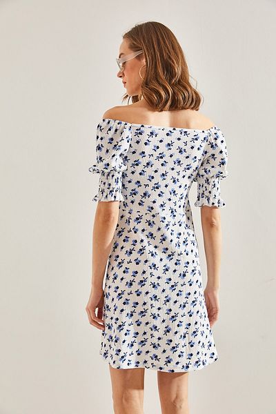 Bianco Lucci Rochie de damă cu modele florale în fața adunată