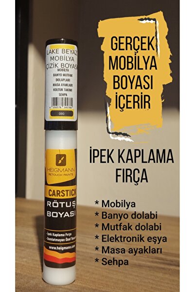 HEİGMANN Lake Beyaz Renk Parlak . Mobilya ,masa ,sehpa Çizik Kapatıcı Rötuş Rütüş Boyası Kalemi