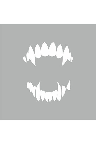 Reysa Tasarım ملصق سيارة Vampir Tooth مقاس 12x14 سم باللون الأبيض