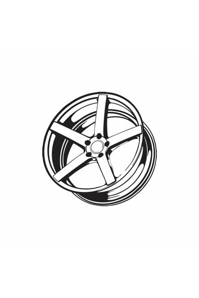 Reysa Tasarım Black Wheel Car Sticker - 20X20 cm