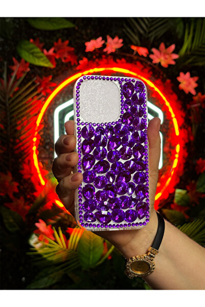 OSG Iphone 14 Pro Kılıf Ultra Lüx Renkli Damla Taşlı Kokoş Kılıf