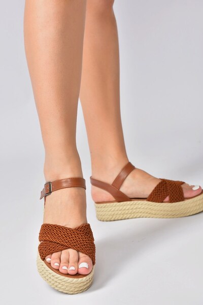 Fox Shoes Dámské sandály Tan Fabric Cross Strap K250085304