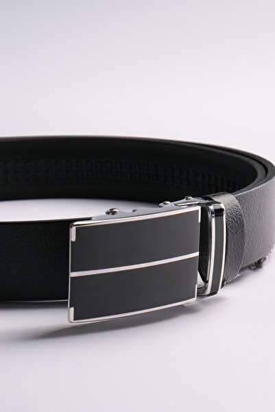 Pino44 حزام رجالي - 100% جلد بوفالو، 3.5 سم أسود، إبزيم تلقائي، هدية عيد الحب