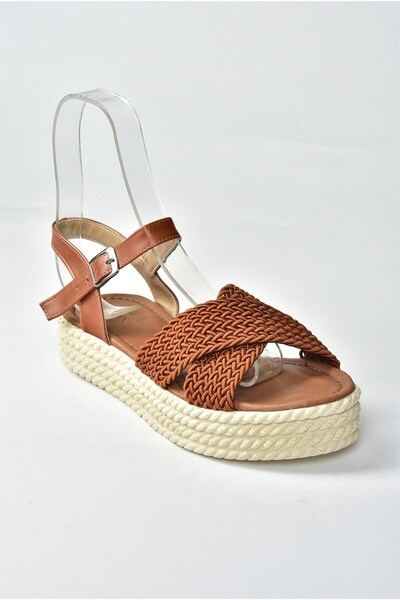 Fox Shoes Dámské sandály Tan Fabric Cross Strap K250085304