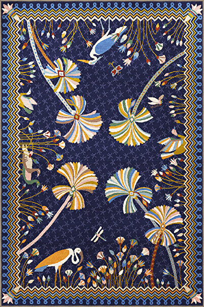 Rugs Modern Halı Δημιουργικό μοντέρνο διακοσμητικό χαλί με μπλε θέμα, με μοτί...