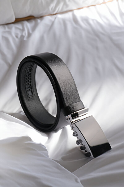 Pino44 Curea pentru bărbați cu cataramă automată neagră 100% piele de bivolit...