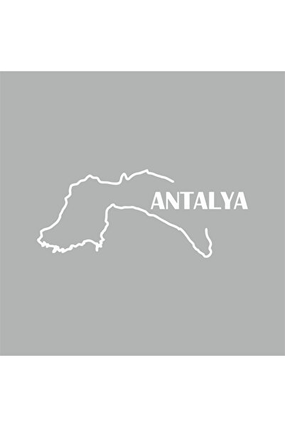 Reysa Tasarım Antalya Map Car Sticker 18x8 Cm Gray