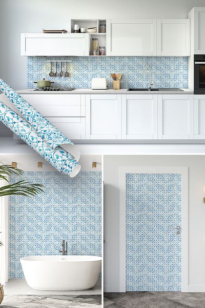Dekoros Tile Pattern Adhesive Foil, Waterproof Sticker, Table Cabinet Furniture and Surface Covering Paper 0701