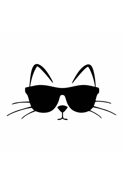 Reysa Tasarım Cat Wearing Sunglasses Car Sticker 19x9 Cm Black