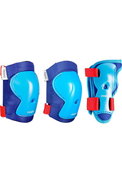 Decathlon Çocuk Paten Kaykay Scooter Destek Seti Dizlik Dirseklik Bileklik Mavi Play
