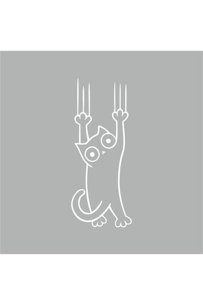 Reysa Tasarım Cat Trying to Hold Car Sticker 9x23 Cm Gray